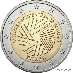2 евро 2015 Латвия Председательство Латвии в Совете Европейского союза UNC