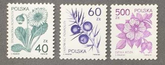 Марки Польша 1989г цветы