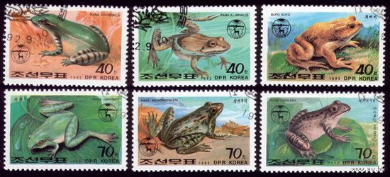 6 марок 1992 год КНДР Жабы 3340-3345