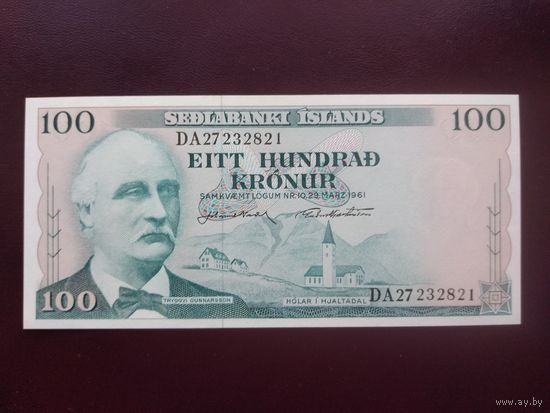Исландия 100 крон 1961 UNC