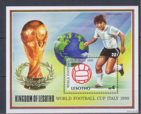 [698] Лесото 1989. Спорт.Футбол.Чемпионат мира. БЛОК.