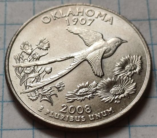 США 1/4 доллара, 2008 Квотер штата Оклахома      D      ( 2-6-1 )