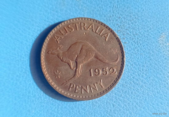 Австралия 1 пенни 1952 год кенгуру король Георг VI без IND IMP