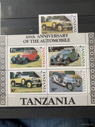 Танзания 1986. 100 летие автомобилестроения. Малый лист