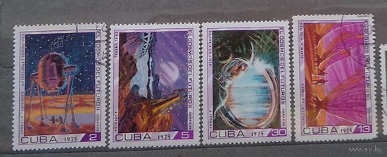 Космос  День космонавтики Научно-фантастические картины Куба 1975 год  лот 1048