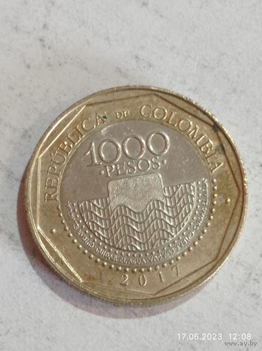 Колумбия 1000 песо 2017 года .