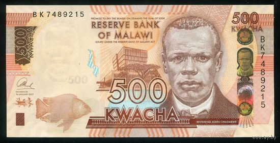 Малави 500 квача 2017 г. Серия BK. P66b. UNC
