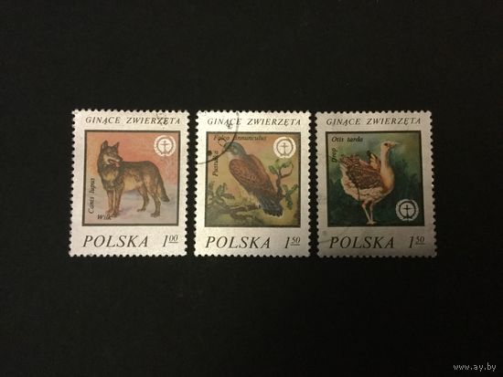 Вымирающие животные. Польша,1977, 3 марки из серии