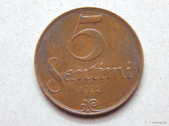 Латвия 5 сантимов 1922г.