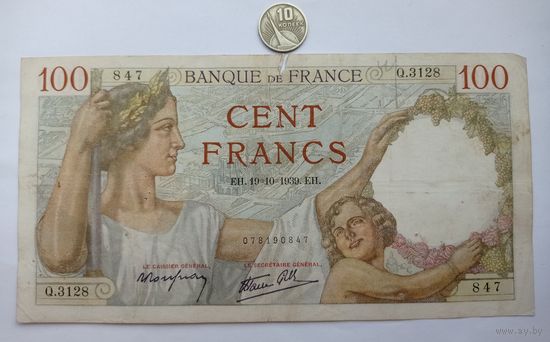 Werty71 Франция 100 франков 1939 Банкнота 1 1