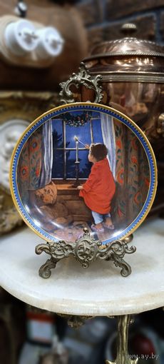 Аукцион с рубля! 50 Винтажная настенная декоративная тарелка рождество фарфор Knowles