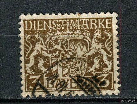 Королевство Бавария в составе Германской империи - 1916 - Герб 3 Pf. Dienstmarken - [Mi.16d] - 1 марка. Гашеная.  (Лот 105CA)