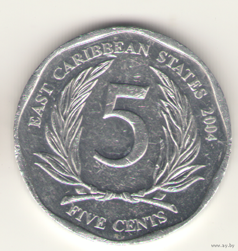 Восточные карибы: 5 центов 2004 г.