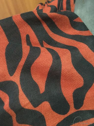 Шаль шарф палантин зебра кирпичный с чёрным Очень большая 200 х 80