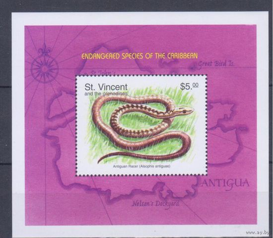 [257] Сент Винсент и Гренадины 1998. Фауна.Змея. БЛОК. MNH