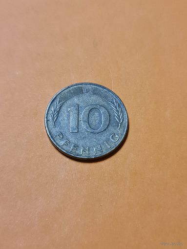 Монета 10 пфеннигов ФРГ 1978 (D).