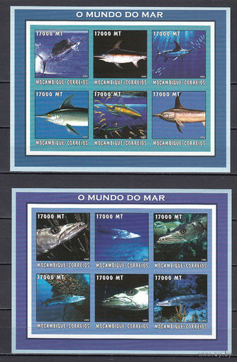 Мир моря. Рыбы. Мозамбик. 2002. 2 малых листа. Michel N 2566-2721 (24,0 е).