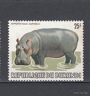 Фауна. Гиппопотам. Бурунди. 1982. 1 марка. Michel N 1588 (80,0 е)
