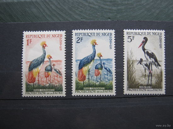 Марки - фауна, птицы, Нигер, 3 шт.