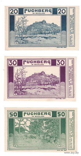 Австрия Пухберг-ам-Шнеберг комплект из 3 нотгельдов 1920 года. Состояние UNC-/UNC!