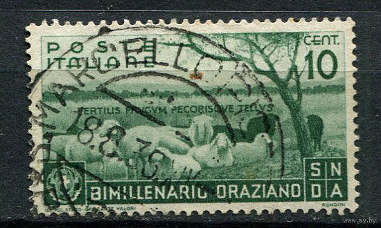 Королевство Италия - 1936 - Стадо овец 10С - [Mi.547] - 1 марка. Гашеная.  (Лот 100AM)