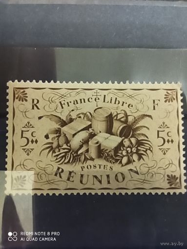 Французские колонии - Реюньон - 1943 - Фрукты 5С, чистая с клеем