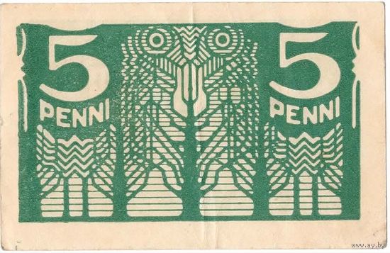 Эстония, 5 пенни, 1919 г.