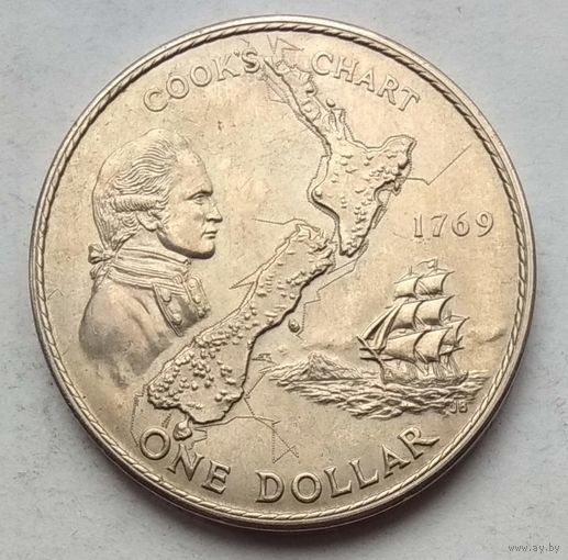 Новая Зеландия 1 доллар 1969 г. 200 лет путешествию Капитана Кука