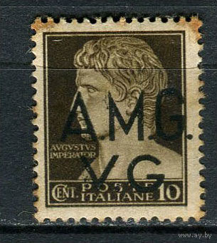 Италия - Триест (Венеция-Джулия) - 1945/1947 - Надпечатка A.M.G./V.G. на марках Италии 10C - [Mi.4] - 1 марка. Гашеная.  (Лот 41EL)-T2P18