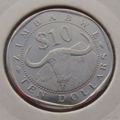 Зимбабве. 10 долларов 2003 год KM#14 "Водяной (азиатский) буйвол"