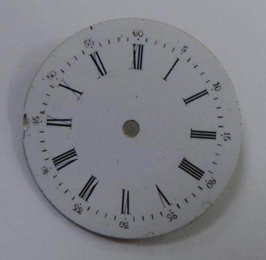 Циферблат эмалевый на карманные часы до 1917г. Диаметр 2.9 см.