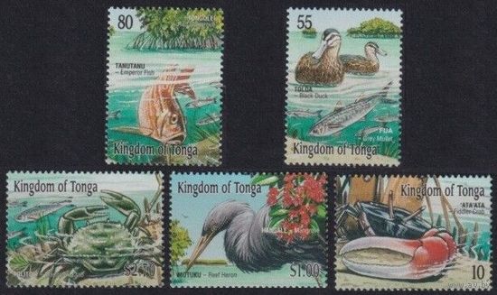 2001 Тонга 1595-1599 Морская фауна - Птицы 7,50 евро