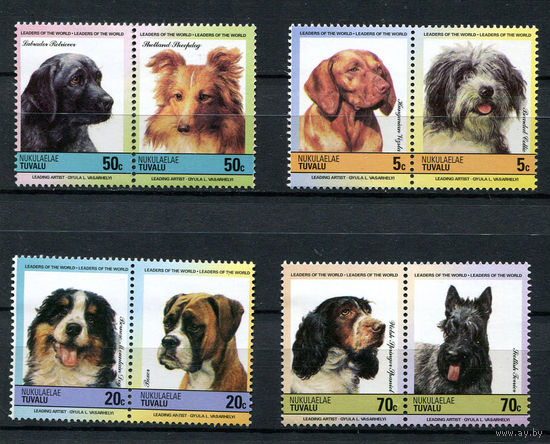 Тувалу - Нукулаэлаэ - 1985 - Собаки - 4 сцепки - [Mi. 33-40] - полная серия - 8 марок. MNH.