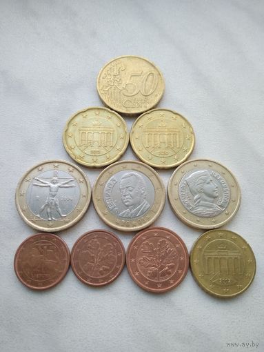 Монеты евро одним лотом.
