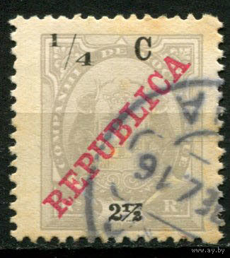 Португальские колонии - Мозамбик (Comp de Mocambique) - 1916 - Надпечатка нового номинала 1/4C на 2 1/2R - [Mi.92] - 1 марка. Гашеная.  (Лот 92BE)