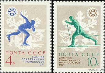 Зимняя спартакиада профсоюзов СССР 1970 год (3954-3955) серия из 2-х марок