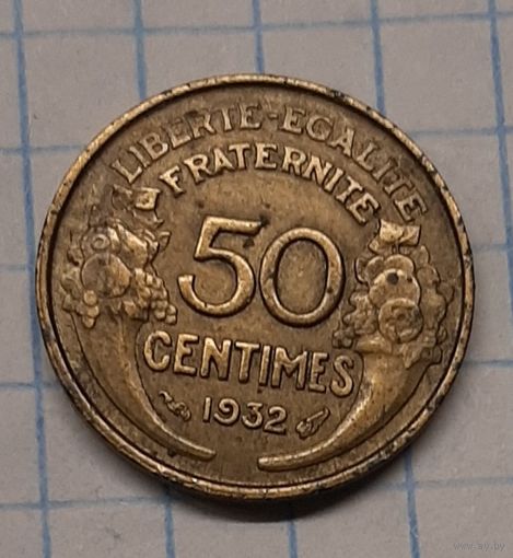 Франция 50 сентим 1932г. 9 открытая km894.1