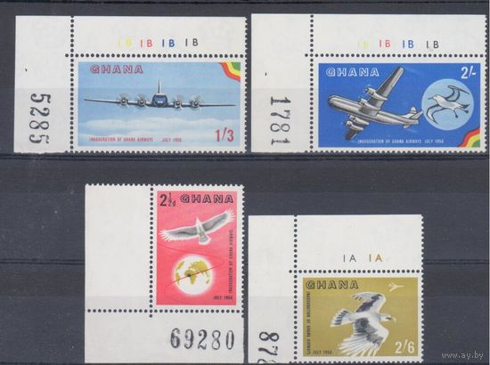 [1180] Гана 1958.Самолеты.Фауна,птицы .
