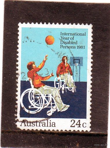 Австралия.  Mi:AU 766.  Год инвалидов. Баскетбол на инвалидных колясках. 1981.