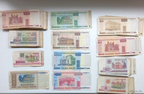 166 банкнот РБ  с 1 рубля.