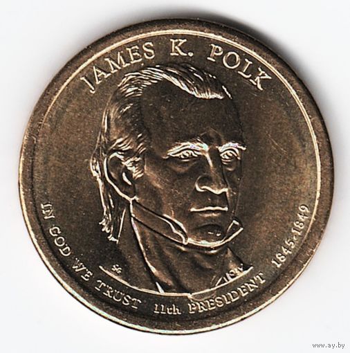 1 доллар США 2009 год 11-й Президент Джеймс Нокс Полк двор Р _состояние aUNC