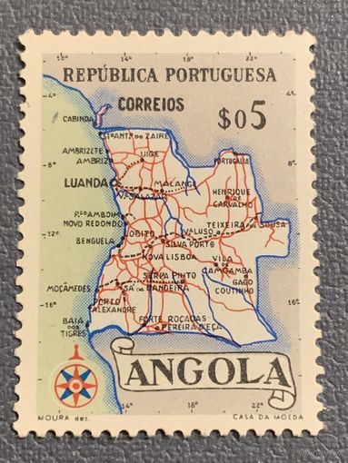 Ангола 1955. Карта страны. Португальская колония