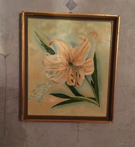 Картина Лилия Цветок масло двп 38 см х 33 см