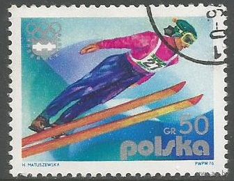 Польша. Олимпиада Инсбрук'76. Прыжки с трамплина. 1976г. Mi#2421.