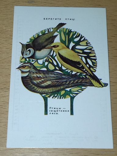 Календарик 1985 "Берегите птиц! Птицы - защитники леса"