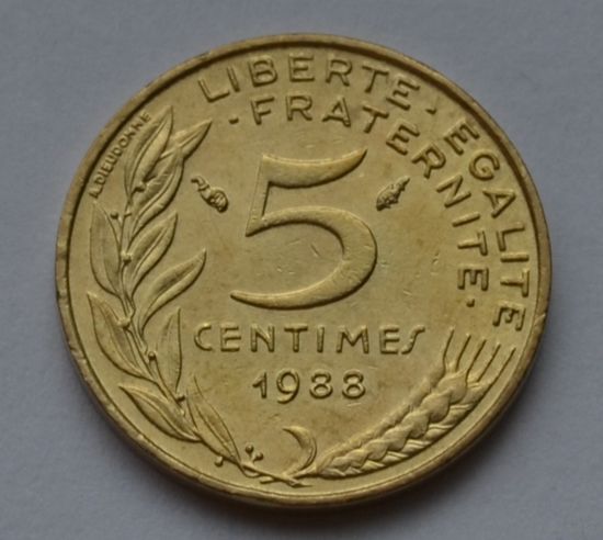 Франция, 5 сантимов 1988 г.