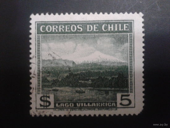 Чили 1938 кораблики на реке, зеленоватая