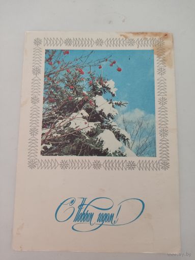 Новогодняя открытка 1976г. художника С.Пегова  с фото Л.Раскина, прошедшая почту