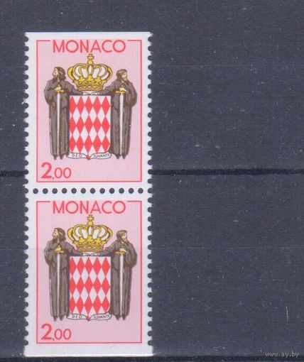 [1908] Монако 1988. Герб. Одиночный выпуск в паре.ИЗ БУКЛЕТА. MNH. Кат.1,8 е.