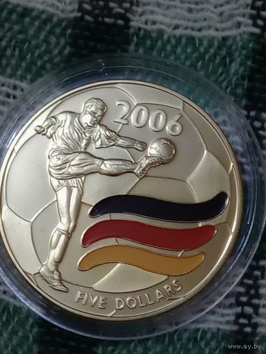 Либерия 5 долларов 2003 футбол